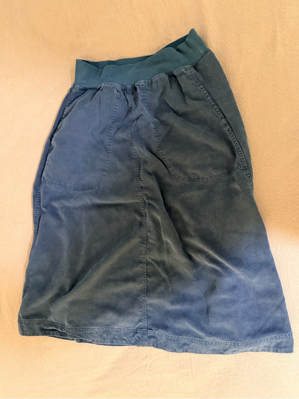 Cut - Loose Women's Teal A-Line midi Skirt with Elastic Waist